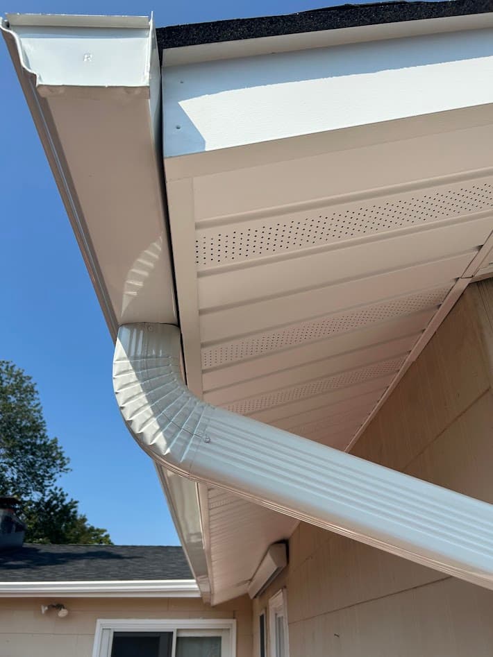 New gutters and soffit installation
