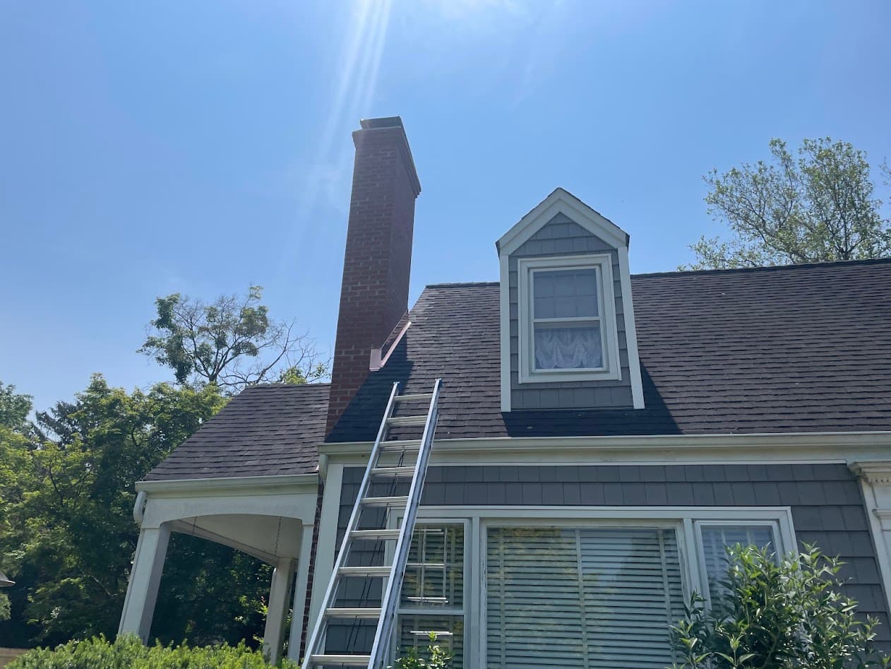 Copper chimney flashing installation